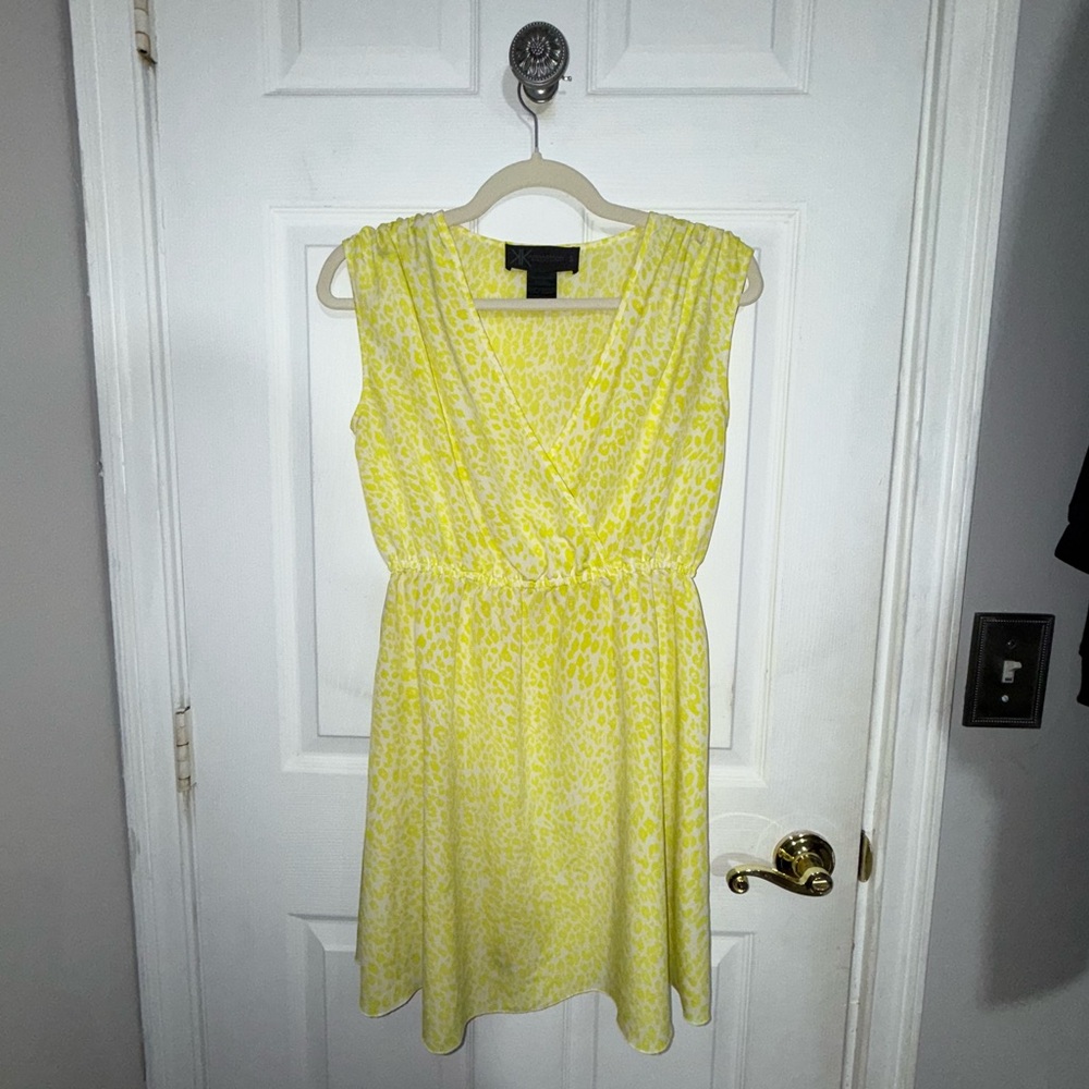 Kardashian Kollection Yellow Leopard Print Dress  S